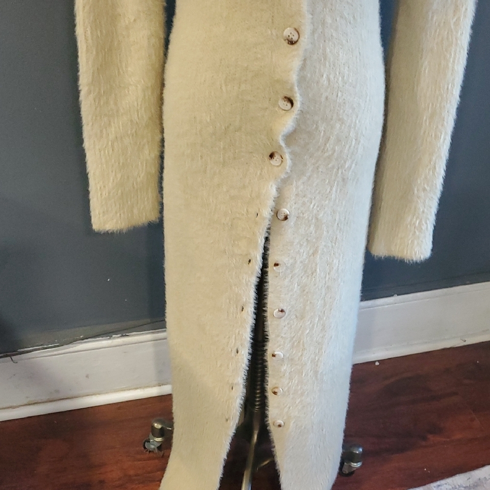 Emory Park Cream Fuzzy  Long Cardigan Sweater - Picture 4 of 10